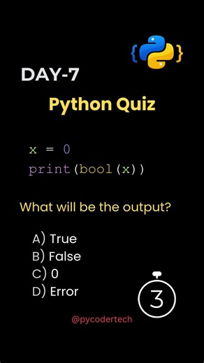 Python Boolean Quiz | Truthy vs Falsy Values #codingquiz #guesstheoutput #coding #pythonquiz