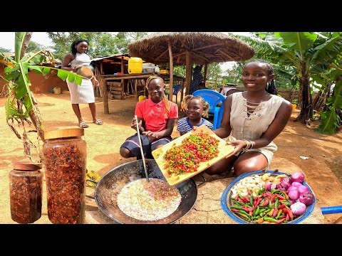 Hot Pepper 🌶 Oil Making , Family Making simple Lunch |African village peaceful life.