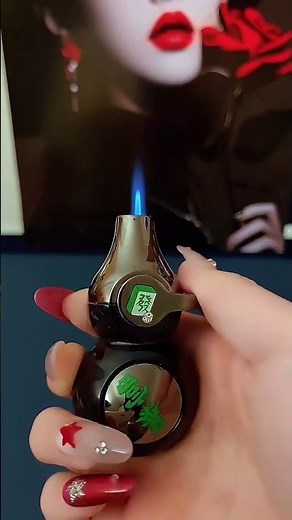 Cool gourd-shaped rotating, glowing, windproof lighter with "Fortune and Prosperity