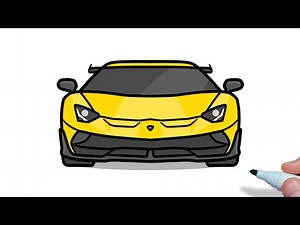 How to draw a LAMBORGHINI AVENTADOR SVJ easy | Drawing lambo aventador lp 770-4 front view