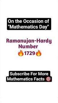 Mathematics Day Special | Ramanujan-Hardy Number 1729 Explained #ramanujan #maths #ytshorts #hardy