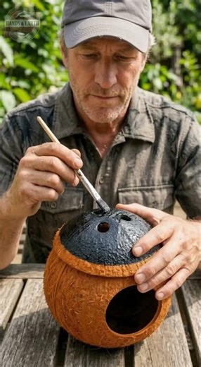 DIY Coconut Birdhouse: The Cutest Garden Hack! 🥥🐦 #garden