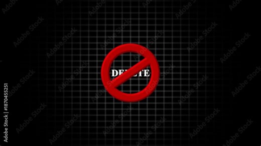 Red Prohibition Sign with Word Delete symbol forbidden