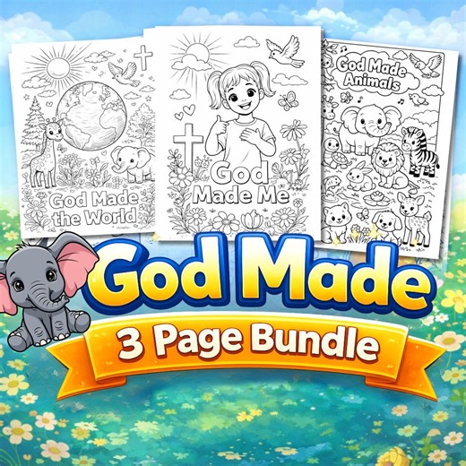 God Made Coloring Pages Bundle | Christian Coloring Pages for Kids | Faith Based Sunday School Activity | 3 Page Printable - Etsy