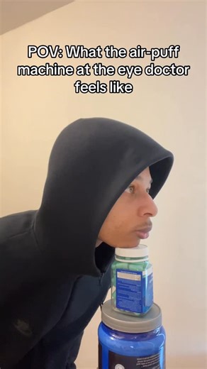 Vlain on Instagram: "Shit feel like a mini air cannon 😭 - - - - #eyedoctor #airpufftest #optometrycheck #visionvibes #relatableAF #clinicchronicles #fyp #memevibes #instareels #tooseriousfornoReason"