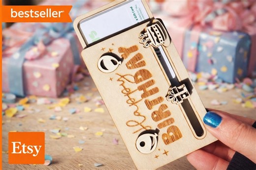 3d Wooden Birthday Gift Card Holder – Festive Design Keepsake - Etsy