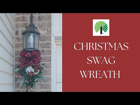 CHRISTMAS PORCH LIGHT SWAG DIY | USING DOLLAR TREE CHRISTMAS TREES AND FLORALS