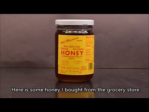 Honey as seen under a microscope.