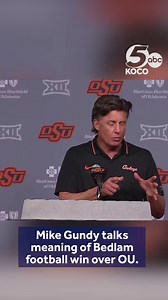 "THESE ARE SPECIAL MOMENTS" 🏈 Mike Gundy discussed how special of a moment it was for the players and fans after Oklahoma State beat OU in the last Bedlam football game as Big 12 foes. https://tinyurl.com/2psr5bz6 | KOCO 5 News