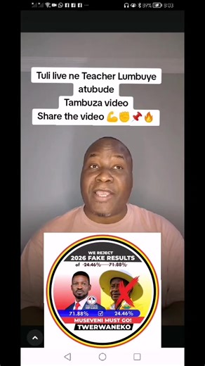 Tuli live ne Teacher Lumbuye atubude Tambuza video Share the video 💪✊📌🔥@Bobi Wine