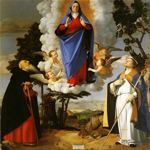 Today we celebrate the Feast of St. Anthony, Abbot, who founded the first monastery. He is said to have witnessed the assumption into Heaven of our Blessed Mother, Queen of Angels, as shown in the picture below. | Queen of Angels Foundation