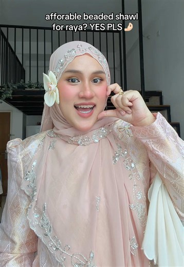 Elegant Dusty Pink Beaded Shawls for Raya