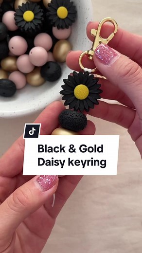 Black & Gold Silicone Bead Keychain Tutorial | AJ Craft Supplies