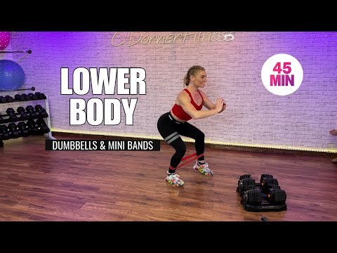 45 Min Lower Body Sculpt - All Standing - Dumbbells and Mini Band Leg Workout