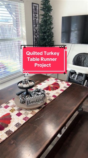 Spent the day making this adorable turkey table runner for my daughter in law @kaityjobell since she’s hosting Thanksgiving tomorrow 🦃 #sewingtiktok #quilting #quiltersoftiktok #quilter #fyp