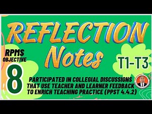REFLECTION NOTES as MOVs for RPMS Objective 8