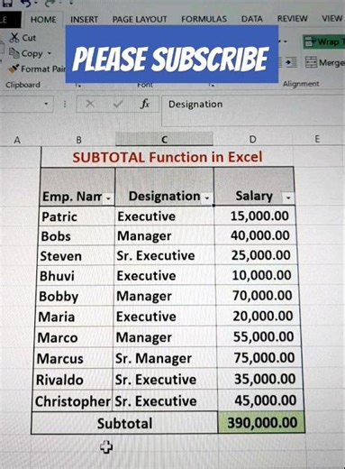 subtotal in excel | excel tutoring