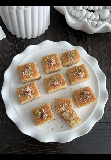 Delicious Coconut Hrisi: Middle Eastern Semolina Cake