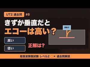 【UT2過去問】面状のきずが垂直だとエコーは高い？｜超音波探傷試験レベル2 ○×解説