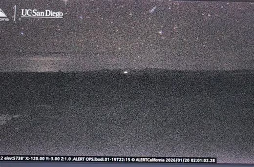 The Northern Lights (aurora borealis) in Northern California Monday night (Jan 19) and into early Tuesday morning (Jan 20, 2026) due to a strong geomagnetic storm. Taken from ALERT California's fire cam on Blue Mountain, Modoc county Ca, elevation 5738ft. #Northernlights #California #auroraborealis | Tom Ecobelli