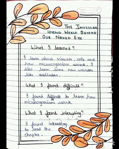 Learner Diary / Science / class 8 / chapter 2 / the invisible living world beyond our naked eye