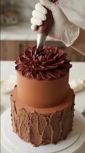 Terracotta Autumn Cake 🍂 Moody Autumn Dahlias 🍰🤎 #cakedecorating #asmr