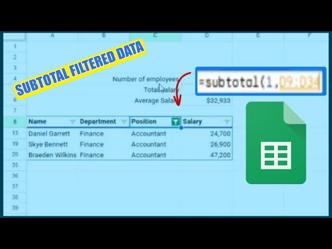 How to use the SUBTOTAL FUNCTION on filtered data in Google Sheets | Google Spreadsheet Tutorial