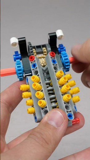 A tiny working W16 engine in the new #LEGO #Technic 42222 #Bugatti #Chiron Pur Sport