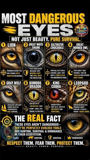 Most Dangerous Animal Eyes 👁️ (Built for Survival!) #didyouknow #viralfacts #wildlife #animalfacts
