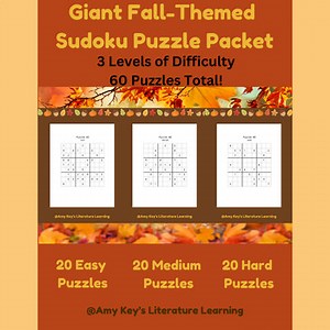 Sudoku Kids Fall-Themed Puzzle Packet, Autumn, Logic Puzzles Math Differentiated