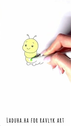 🐛 How to Draw Cute Green Caterpillar 🖍️ Easy Bug Drawing 🌈✅ #shorts #drawing #RavlykArt