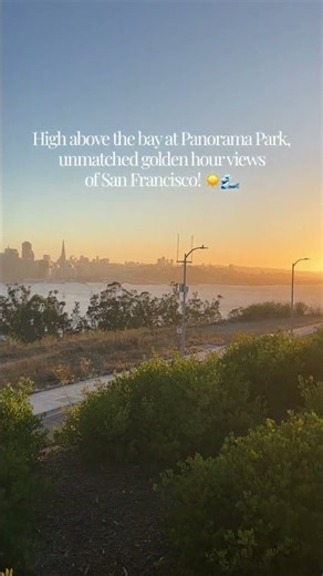 Golden hour views of the Bay Bridge and SF skyline from Panorama Park on Yerba Buena Island 🌉✨