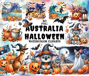 Australia Halloween Clip Art: Watercolor Koala, Kangaroo Costume PNG (digital Download) - Etsy UK