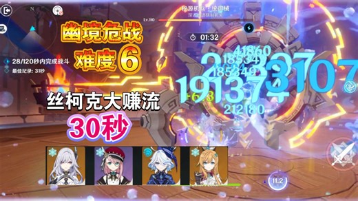【原神】丝柯克夏洛蒂 大赚流30秒冰锅难度6幽境危战绝境N6