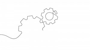 Download gears cogwheel continuous one line drawing minimalist mechanical engineering concept thin line animation for free