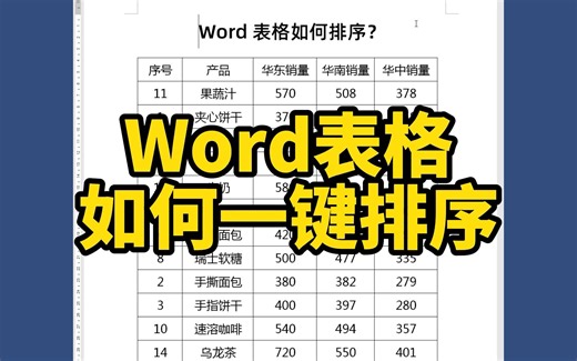 Word文档中的表格，如何像Excel一样排序？