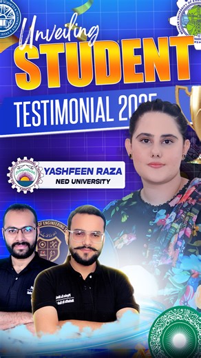 Mathsflix By Hashim Zia on Instagram: "🌟 Meet Our Star from Batch ECAT: YASHFEEN RAZA🌟 We’re thrilled to announce that our student has secured outstanding success by achieving Top position in NED UNIVERSITY🥇 𝗘𝗖𝗔𝗧 | 𝗡𝗘𝗧 | 𝗕𝗖𝗔𝗧 | 𝗠𝗗𝗖𝗔𝗧 𝟮𝟬𝟮𝟱 – 𝗛𝗶𝗴𝗵 𝗔𝗰𝗵𝗶𝗲𝘃𝗲𝗿𝘀 ‼ Don’t waste your time join your classes for ECAT, NET, BCAT, and MDCAT 2026. Prepare with Pakistan’s No. #1 Test Prep Institute. 🎓 𝐄𝐂𝐀𝐓 | 𝐍𝐄𝐓 | 𝐍𝐓𝐒 | 𝐌𝐃𝐂𝐀𝐓 | 𝐁𝐂𝐀𝐓 𝟐𝟎𝟐𝟔 – 𝐅𝐮𝐥𝐥-𝐋�