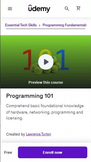 Udemy Free Course ✨ Programming 101 #short #freeonlinecourses #udemy
