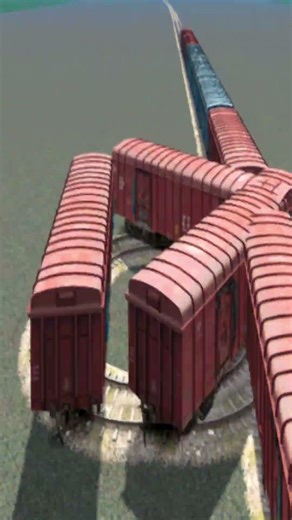 Dangerous Train Crossing On Bumpy Diamond Tracks 💥😱🔥 BeamNG Train simulator 3D #shorts