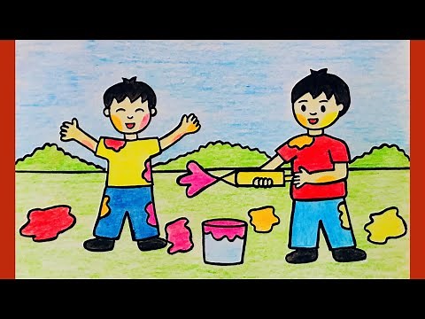 Holi Drawing Step by Step|Easy Holi Drawing#art #drawing