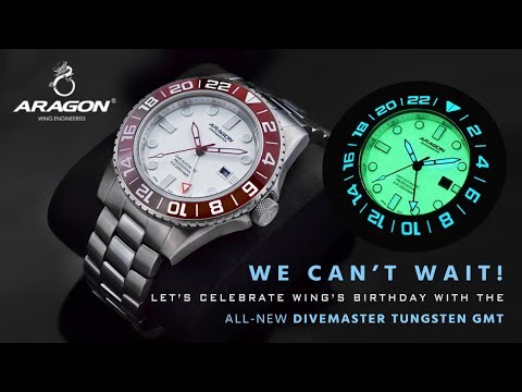 ARAGON® Wing's Birthday Special! ALL-NEW Divemaster Tungsten GMT Automatic