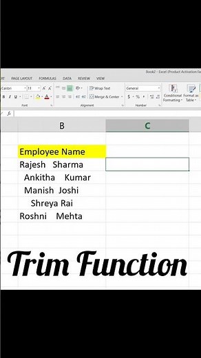 How To Use Trim Function in Excel #excel #shorts #ytshorts