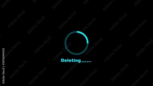 Deleting progress loading bar computer screen animation isolated on white background. Loading deleting bar Deleting button icon. deleted sign animation Deleting Text and Loading Dots on. 4k video