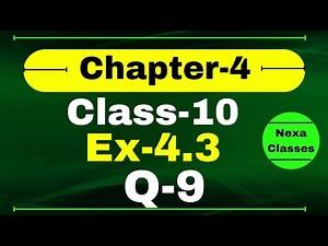 Ex 4.3 Q9 Class 10 Math (Quadratic Equation) | Q9 Ex 4.3 Class 10 Math | Class 10 Math's Ex 4.3 Q9
