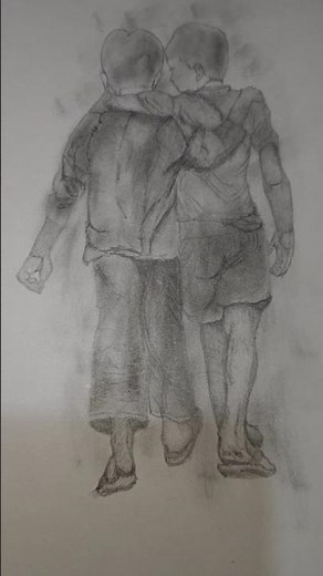 Two Friends Walking Together ✨ Emotional Sketch Art #Shorts”