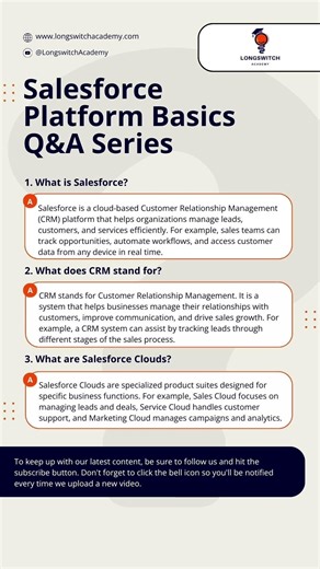 Salesforce Platform Basics – Q&A Series | Day 1 #longswitchacademy #salesforcefreshers #education
