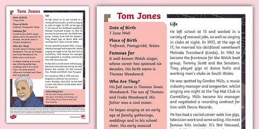 Tom Jones Fact File