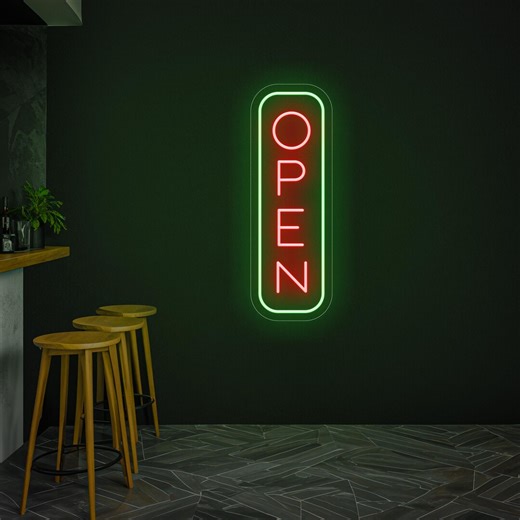 Battery-powered Neon Vertical Open Sign, Battery Operated Open LED Lights for Business, Battery Powered Open Bright Store Signage - Etsy Australia