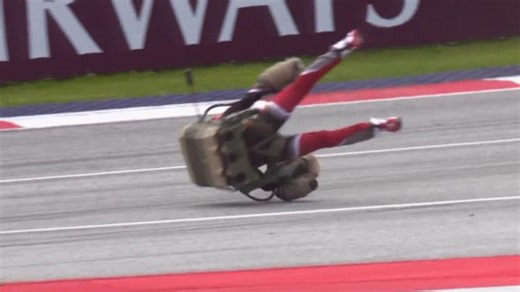 F1 star Oscar Piastri could be seen looking on in shock as the stuntman fell to the ground.