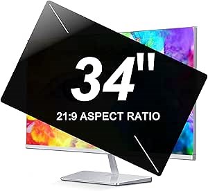 2-PACK 34 Inch Privacy Screen for Monitor - 31.41 In X 13.18 In, 21:9 Widescreen, Anti Glare Blue Light Filter